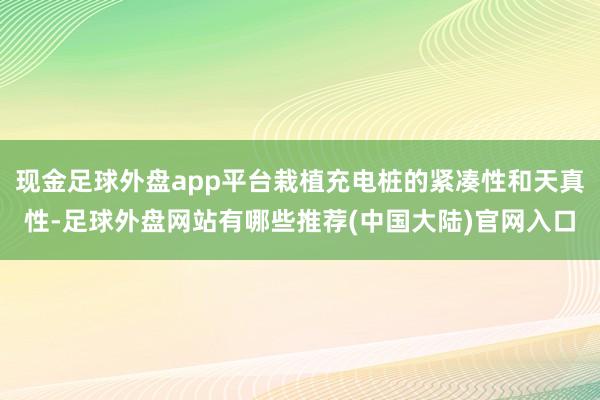 现金足球外盘app平台栽植充电桩的紧凑性和天真性-足球外盘网站有哪些推荐(中国大陆)官网入口