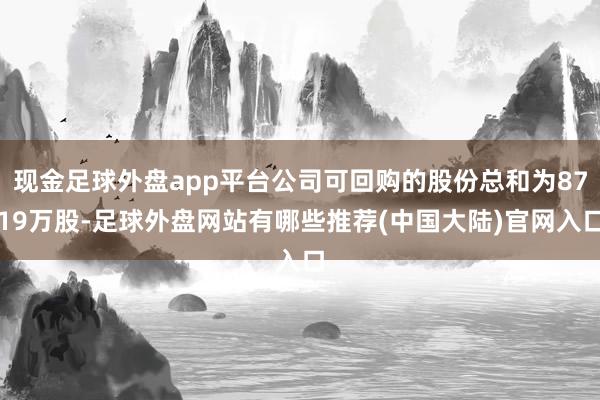 现金足球外盘app平台公司可回购的股份总和为8719万股-足球外盘网站有哪些推荐(中国大陆)官网入口